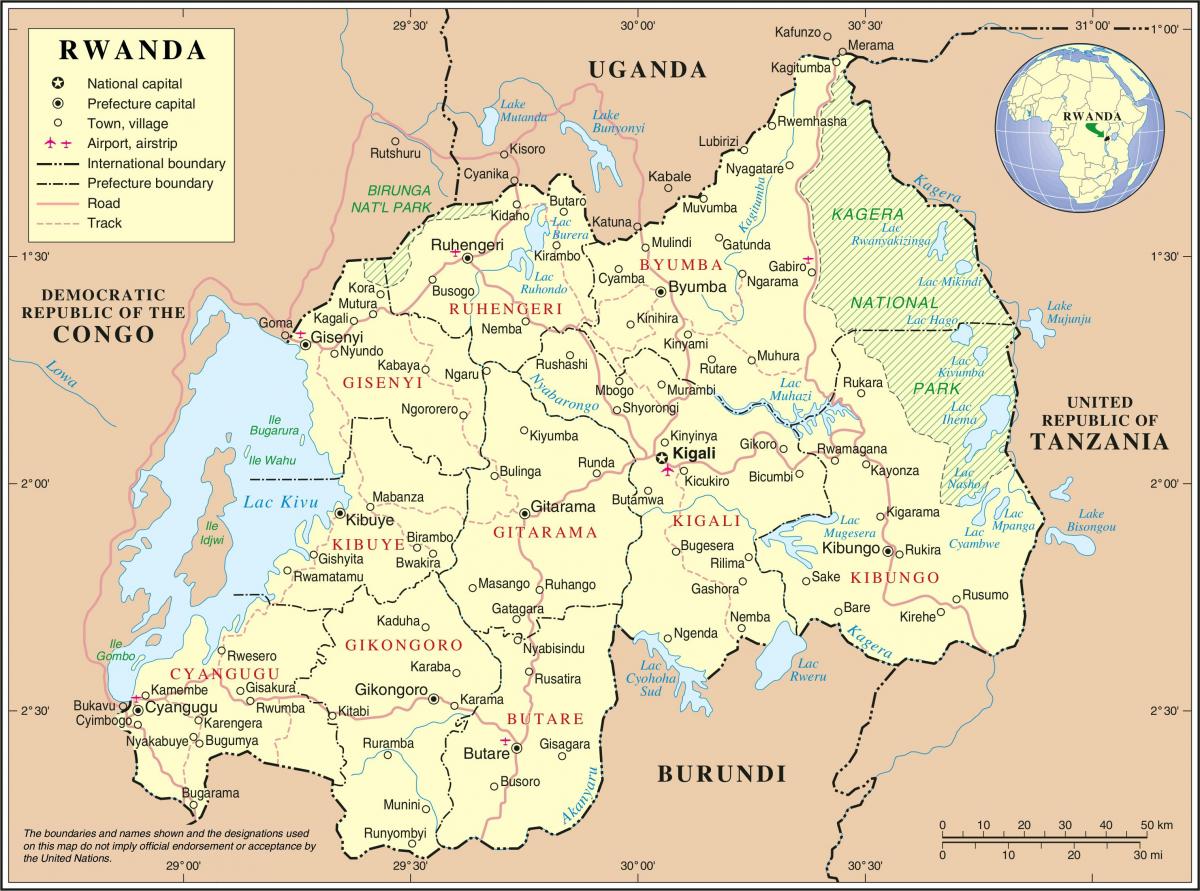 מפה של מנהלי המפה של רואנדה