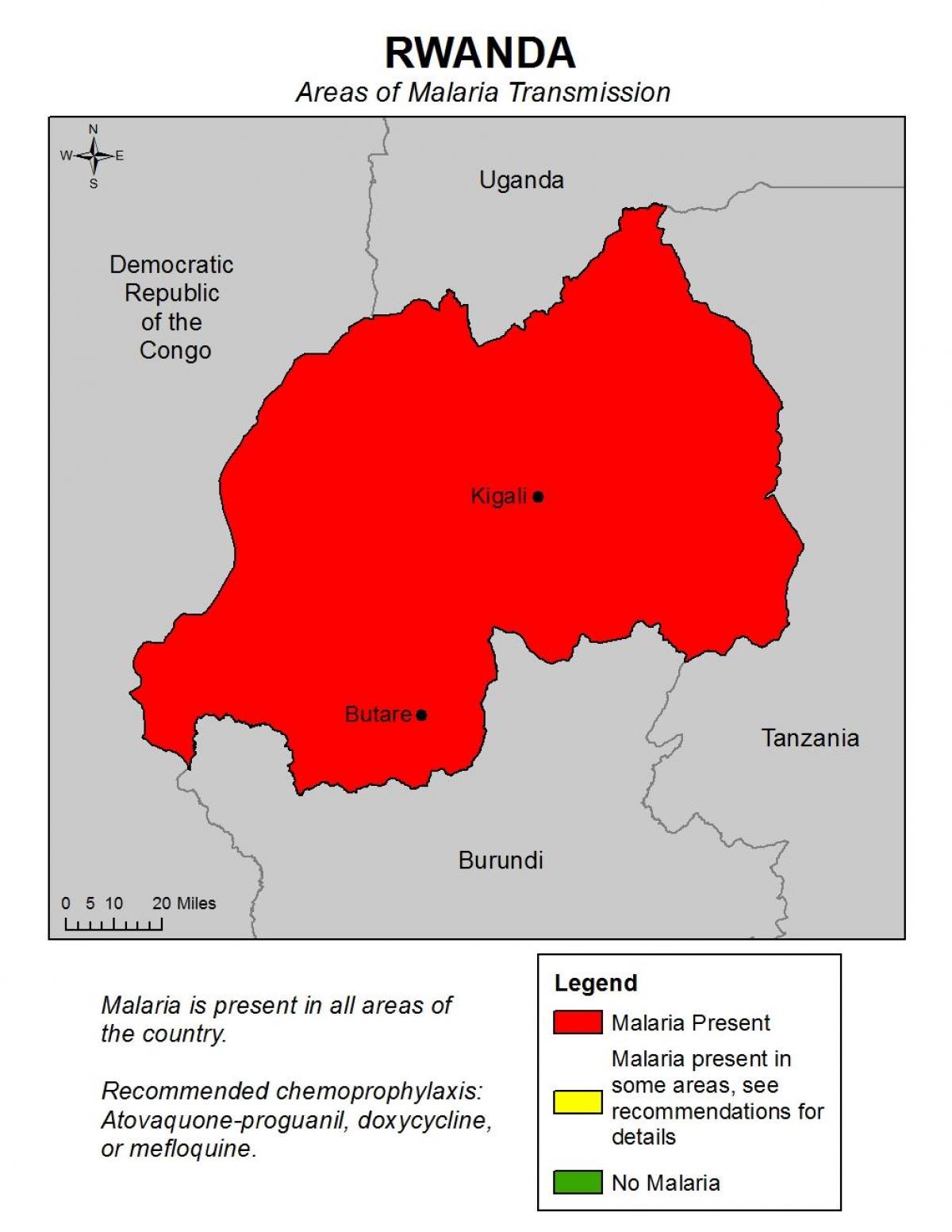 מפה של מלריה רואנדה
